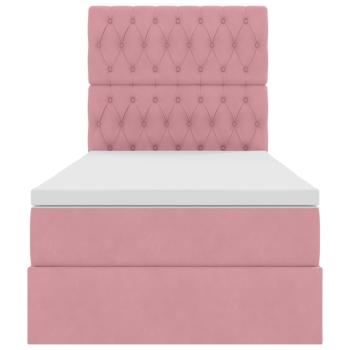 Bett mit Stauraum und LED mit Matratze Rosa 90 x 200 cm Samt