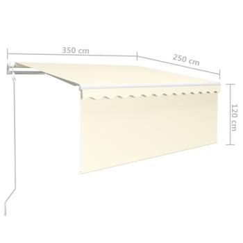 Markise Automatisch mit Rollo LED Windsensor 3,5x2,5m Creme