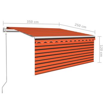 Markise Automatisch mit Rollo LED Windsensor 3,5x2,5 m