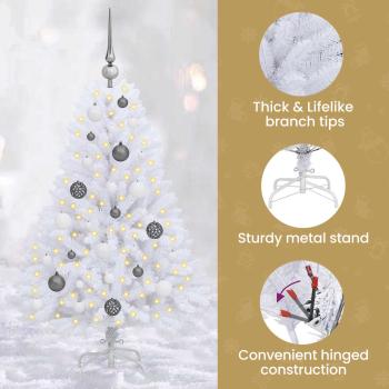 Künstlicher Weihnachtsbaum Weiß 68 x 68 x 120 cm PVC und Metall