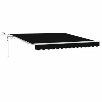 Einziehbare Markise Schwarz 350 x 250 cm Polyester und Metall