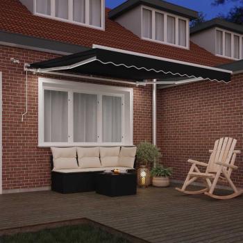Einziehbare Markise Schwarz 350 x 250 cm Polyester und Metall