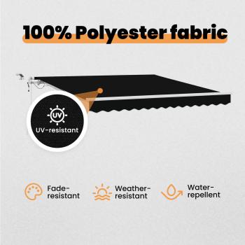 Einziehbare Markise Schwarz 350 x 250 cm Polyester und Metall