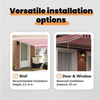 Einziehbare Markise Rot und Weiß 400 x 300 cm