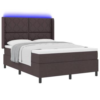 LED Boxspringbett mit Matratze Dunkelbraun 160 x 200 cm Stoff