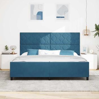 Boxspringbett mit Kopfteil Dunkelblau 200 x 200 cm Samt