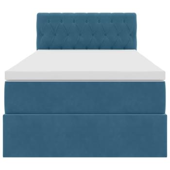 Bett mit Stauraum und LED mit LED Dunkelblau 100 x 200 cm Samt