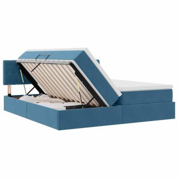 Bett mit LED-Lichtleisten Dunkelblau 200 x 200 cm Samt