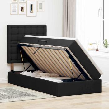 Aufbewahrungsbett mit Matratze Schwarz 90 x 200 cm Polyester
