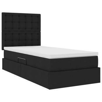 Aufbewahrungsbett mit Matratze Schwarz 90 x 200 cm Polyester