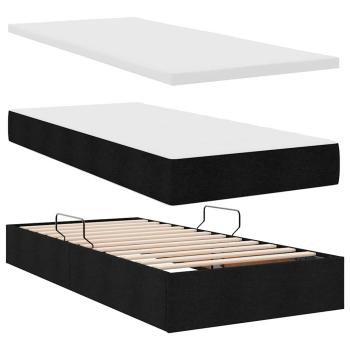 Aufbewahrungsbett mit Matratze Schwarz 90 x 200 cm Polyester