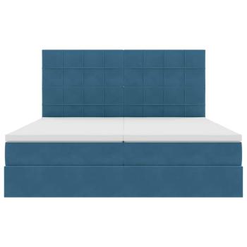 Bett mit LED-Lichtleisten Dunkelblau 200 x 200 cm Samt