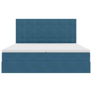 Bett mit LED-Lichtleisten Dunkelblau 200 x 200 cm Samt