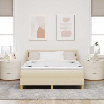 Boxspringbett mit Matratze Creme 140 x 190 cm Stoff