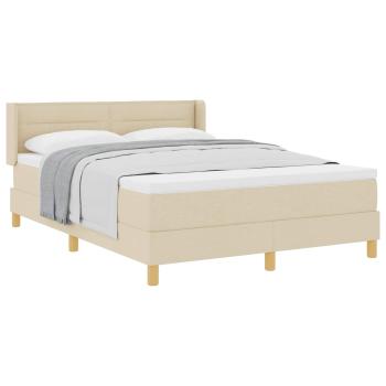 ARDEBO.de - Boxspringbett mit Matratze Creme 140 x 190 cm Stoff