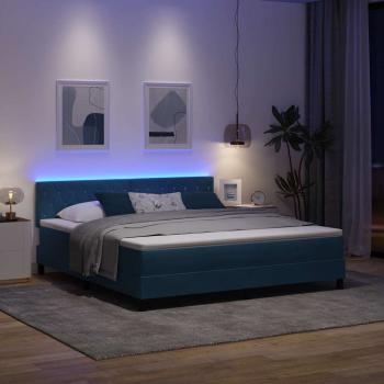LED Boxspringbett mit Matratze Dunkelblau 180 x 200 cm Samt