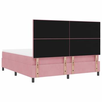 LED Boxspringbett mit Matratze Rosa 180 x 200 cm Stoff