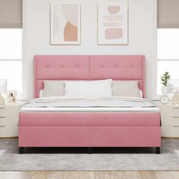 Boxspringbett mit Matratze mit LED Rosa 180 x 200 cm Samt
