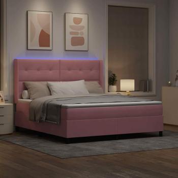 Boxspringbett mit Matratze mit LED Rosa 180 x 200 cm Samt