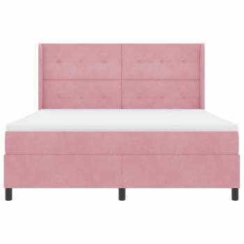 Boxspringbett mit Matratze mit LED Rosa 180 x 200 cm Samt