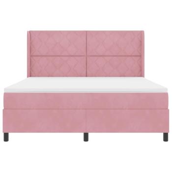 Boxspringbett mit Matratze mit LED Rosa 180 x 200 cm Samt