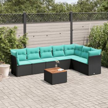 ARDEBO.de - 8-tlg. Garten-Sofagarnitur mit Kissen Schwarz Poly Rattan
