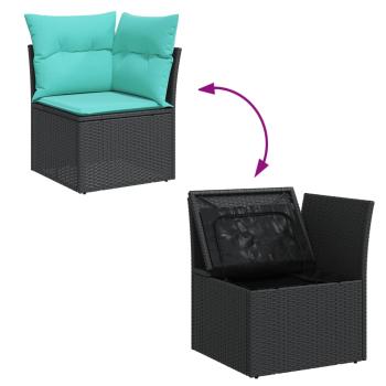 10-tlg. Garten-Sofagarnitur mit Kissen Schwarz Poly Rattan