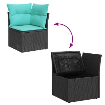 7-tlg. Garten-Sofagarnitur mit Kissen Schwarz Poly Rattan Akazie