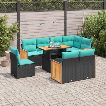 ARDEBO.de - 9-tlg. Garten-Sofagarnitur mit Kissen Schwarz Poly Rattan