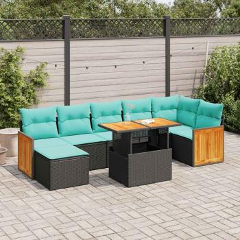 ARDEBO.de - 8-tlg. Garten-Sofagarnitur mit Kissen Grau Poly Rattan Akazie