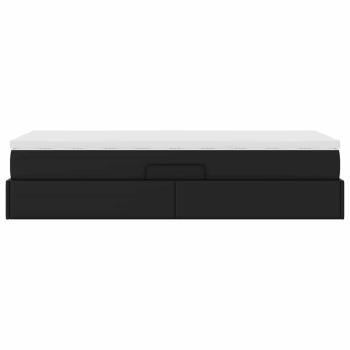 Aufbewahrungsbett mit Matratze Schwarz 90 x 190 cm Kunstleder