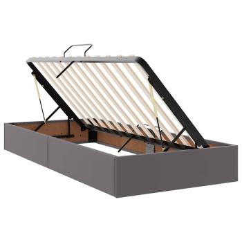 ARDEBO.de - Aufbewahrungsbett mit Matratze Grau 90 x 200 cm Kunstleder