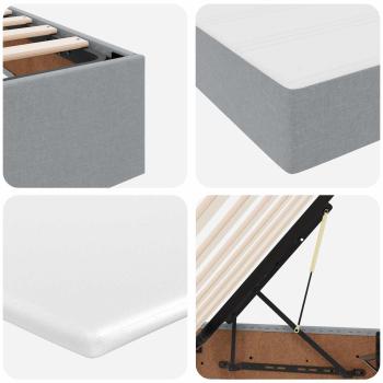 ARDEBO.de - Aufbewahrungsbett mit Matratze Hellgrau 90 x 200 cm Polyester