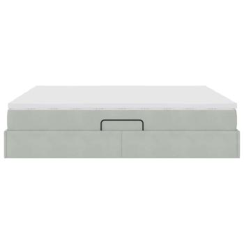 Aufbewahrungsbett mit Matratze Hellgrau 180 x 200 cm Samt
