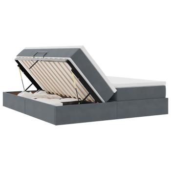 Aufbewahrungsbett mit Matratze Dunkelgrau 180 x 200 cm Samt