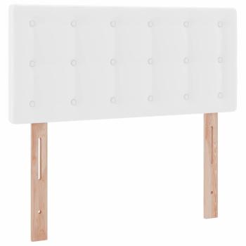 Aufbewahrungsbett mit Matratze Reinweiß 90 x 190 cm Kunstleder