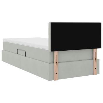 ARDEBO.de - Aufbewahrungsbett mit Matratze Hellgrau 90 x 200 cm Samt