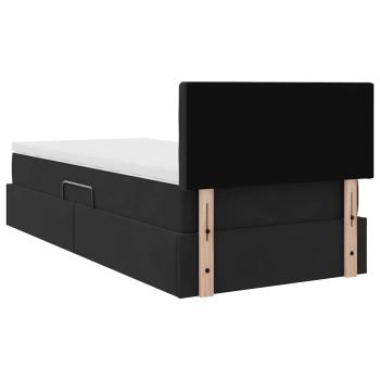 Aufbewahrungsbett mit Matratze Schwarz 90 x 200 cm Samt
