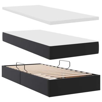 Aufbewahrungsbett mit Matratze Schwarz 200 x 200 cm Kunstleder