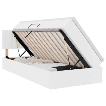 Bett mit Stauraum und LED Reinweiß 90 x 190 cm Kunstleder