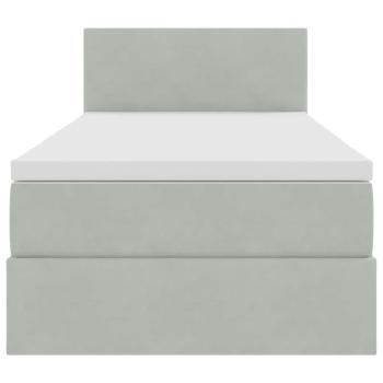 Bett mit Stauraum und LED mit LED Hellgrau 90 x 200 cm Samt