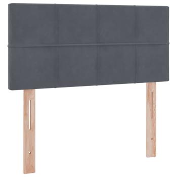ARDEBO.de - Bett mit Stauraum und LED mit LED Dunkelgrau 90 x 200 cm Samt