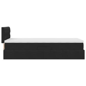 Bett mit Stauraum und LED mit Matratze Schwarz 90 x 200 cm Samt