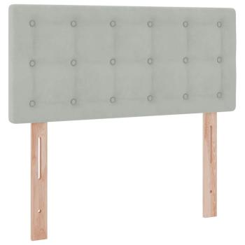 Bett mit Stauraum und LED mit LED Hellgrau 90 x 200 cm Samt