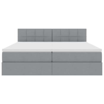 Bett mit LED-Lichtleisten Hellgrau 180 x 200 cm Stoff