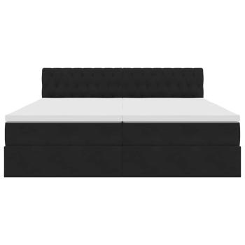 Bett mit LED-Lichtleisten Schwarz 180 x 200 cm Samt