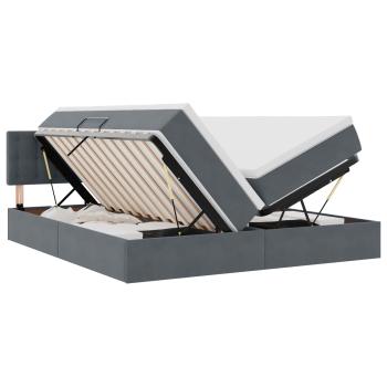 Bett mit LED-Lichtleisten Dunkelgrau 180 x 200 cm Samt