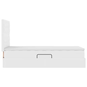 Aufbewahrungsbett mit Matratze Reinweiß 90 x 190 cm Kunstleder