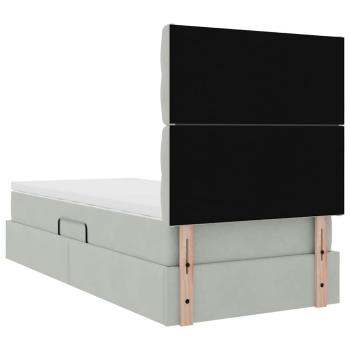 Aufbewahrungsbett mit Matratze Hellgrau 90 x 200 cm Samt