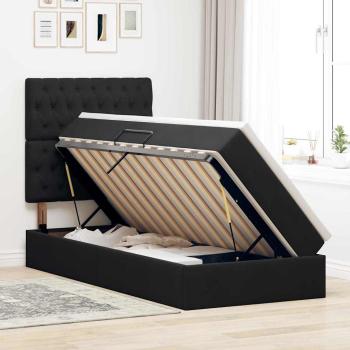 Aufbewahrungsbett mit Matratze Schwarz 90 x 200 cm Samt